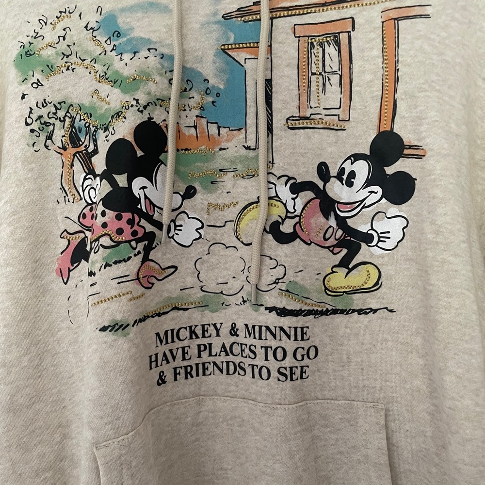 Disney Beige Mickey & Minnie Zip-Up Style Hoodie - Picture 2 of 5